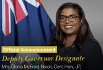 Gloria McField-Nixon, Cert. Hon., JP, is the new Deputy Governor Designate