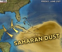 LARGE  SAHARAN DUST PLUME MOVING INTO CARIBBEAN