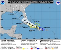 Tropical Storm Fred brings rain to the Northern Caribbean