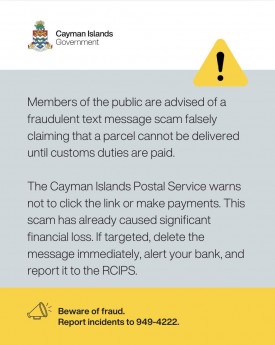 RCIPS and Cayman Government Warn of Text Message Scam