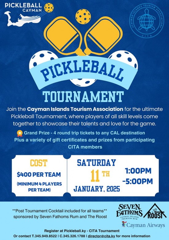 CITA Announces the Ultimate Cayman Islands Tourism Association Pickleball Tournament with Grand Prize: 4 Cayman Airways Tickets to Any Destination CITA Announces the Ultimate Cayman Islands Tourism Association Pickleball Tournament with Grand Prize: 4 Cayman Airways Tickets to Any Destination