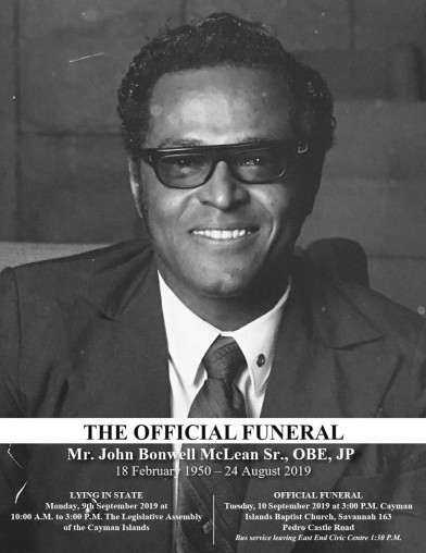 Official Observances & Services for John McLean, OBE, JP, MLA