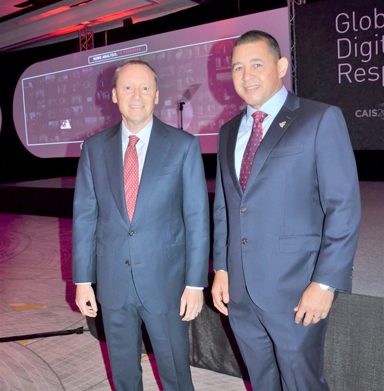 Governor Martyn Roper and Minister Joseph Hew at the CAIS 20 conference (Photo credit: CAIS20)
