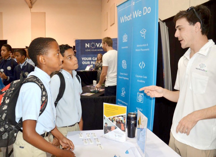 Cayman Enterprise City's Matthew Elphinstone chatted with students
