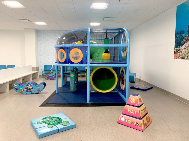 The new children’s play area at Owen Roberts International Airport features an underwater theme and comprises rockers, puzzles, slides and seesaws for children ages 4-12 to enjoy