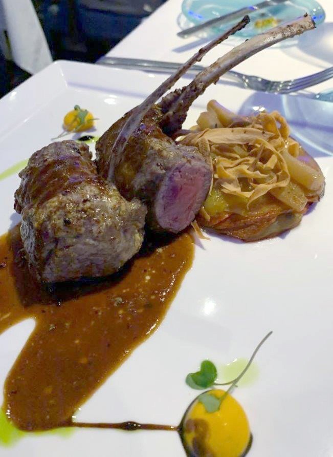 Perfectly cooked rack of lamb