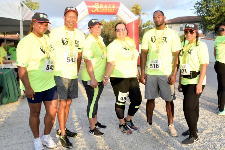 Friends and colleagues from Cayman Turtle Centre who took part: (L-r) Suzette Hislop, Geddes Hislop, Denise Clarke, Corrine Evans-Ebanks, Craig Tennyson. and Esnilda Ebanks