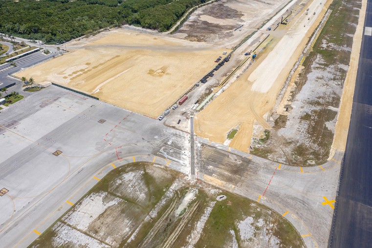 Easterly view of the new Apron Expansion at Owen Roberts International Airport, which will have the capacity of parking four aircraft