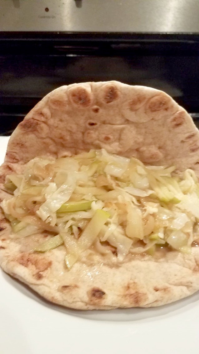 Cabbage and Apple Flatbread Sandwich
