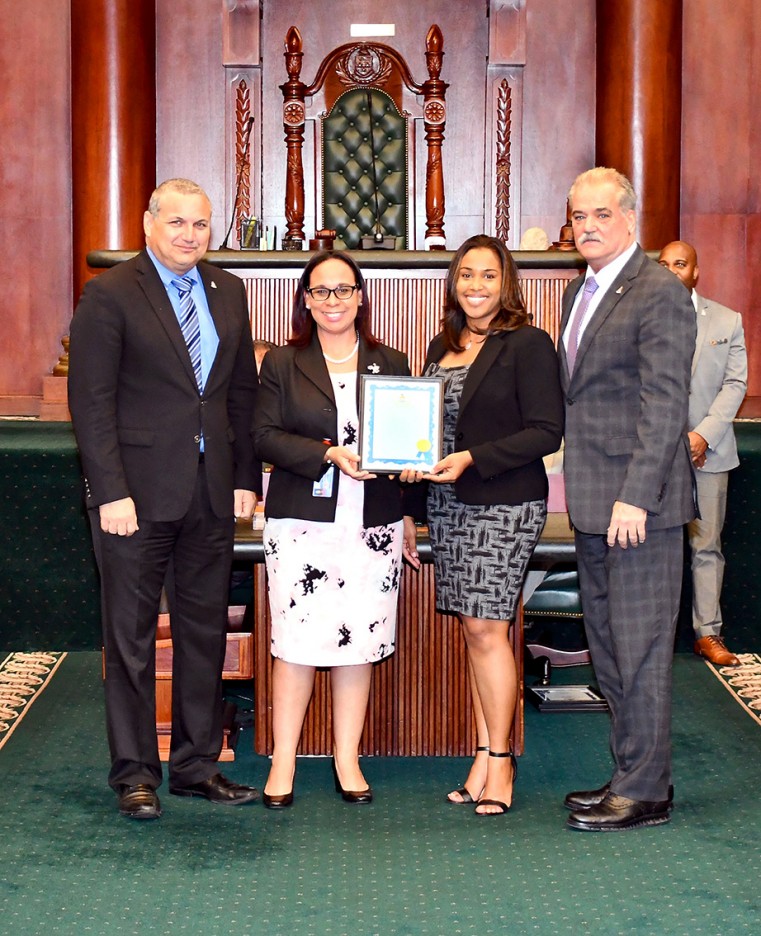 From left: Deputy Governor Hon. Franz Manderson, CO Ms Teresa Echenique, Acting CFO Melissa Whorms and PAC Member David Wight