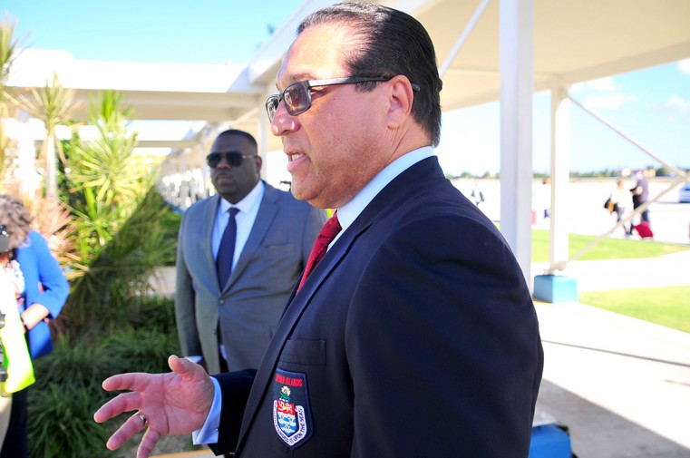Premier, Hon. Alden McLaughlin at the airport