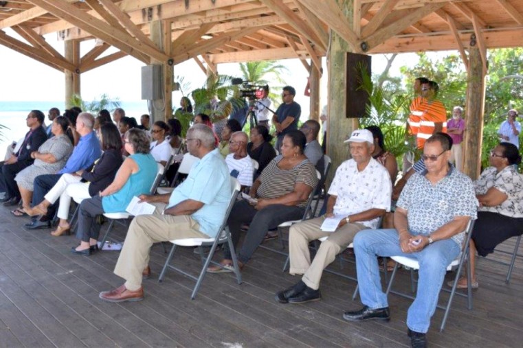 A section of the audience at the mobi-mat installation and groundbreaking ceremony at Coe Wood Beach