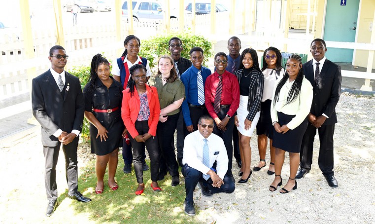 Students of John Gray High School participated in the Mock Interview Event coordinated by the Career Services Manager, Jenine Stewart along with Mr. Mark Seerattan (kneeling)