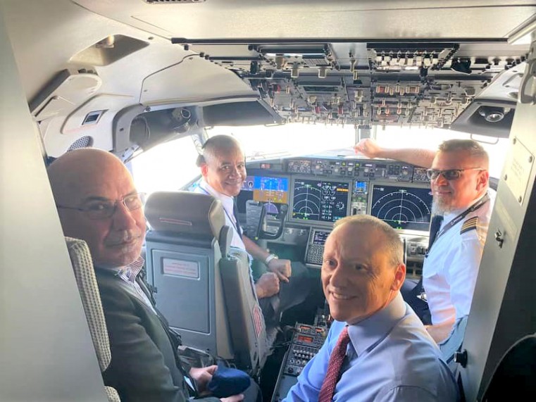Governor Roper joins Captain Adrian Rex Miller, CAL’s most senior Captain and Captain Steven Coe, Manager of Flight Training