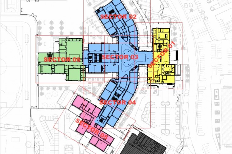Overall plan schematic showing the various sectors of the new John Gray High School site