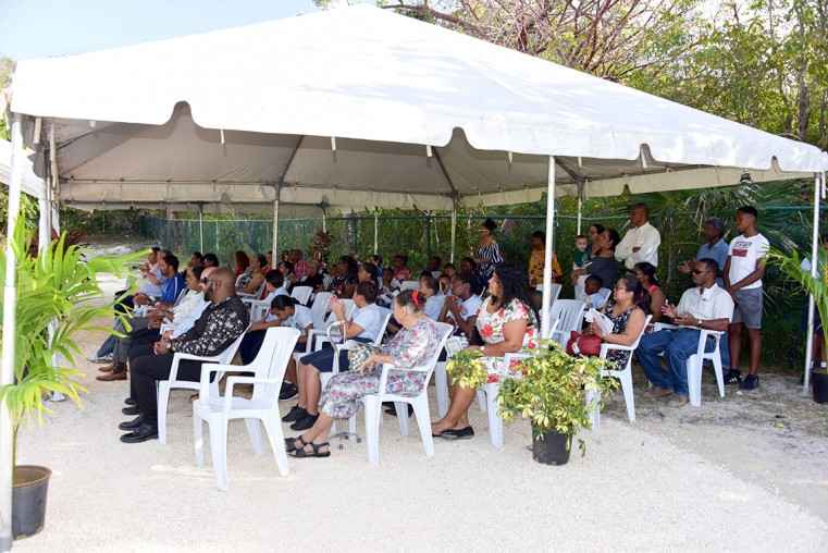 A section of the audience at the opening ceremony for the playing fields at Creek & Spot Bay Primary Schools