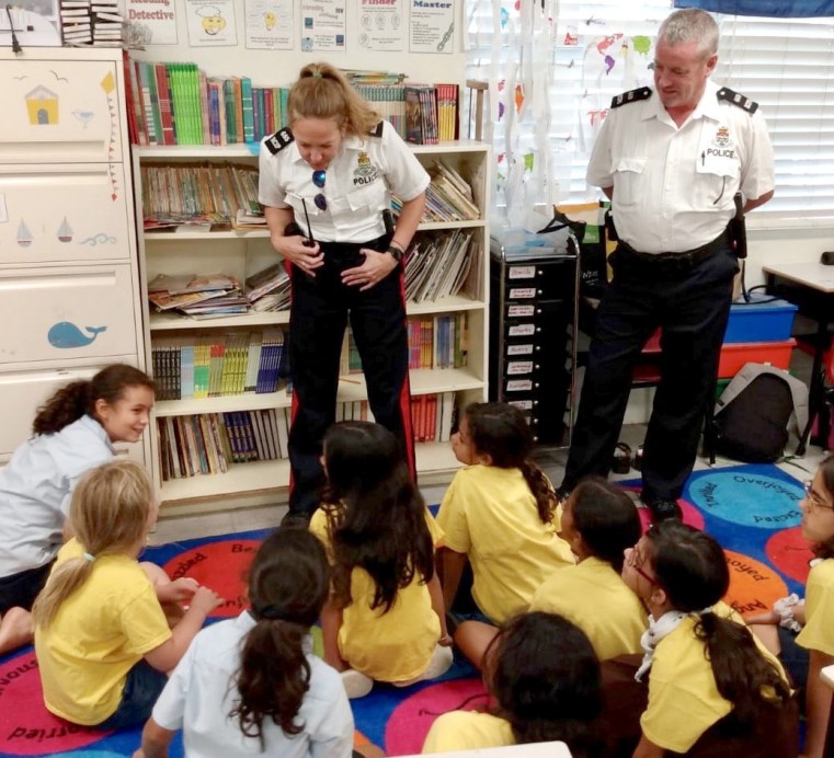 Officers Visit the St. Ignatius Brownies