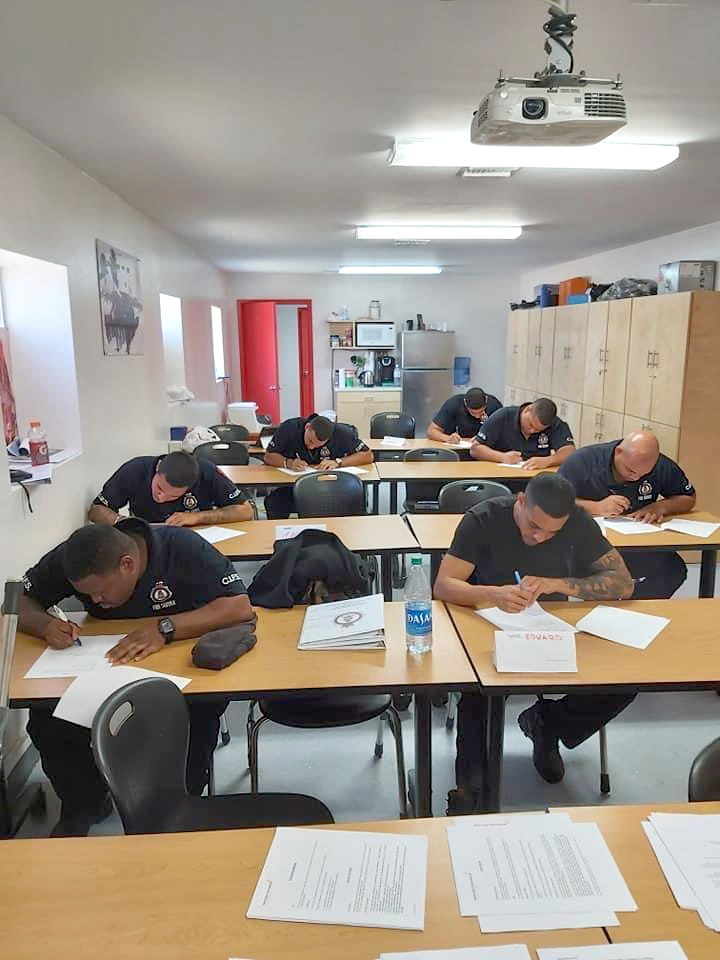 Fire Officers with aviation-based training complete a revalidation exam last week