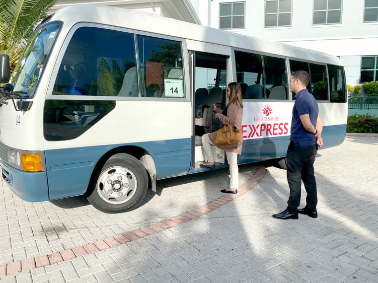 Cricket Square Tenants boarding the CSQ Express