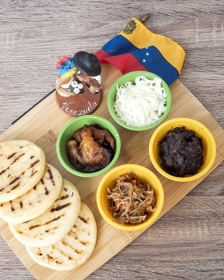 Arepas are made with three simple ingredients – cornflour, salt and water – and are stuffed with a variety of fillings