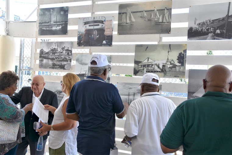 Old photographs showed some of the schooners, as people gathered afterwards in the Rotunda by the North Terminal for refreshments and meeting old friends
