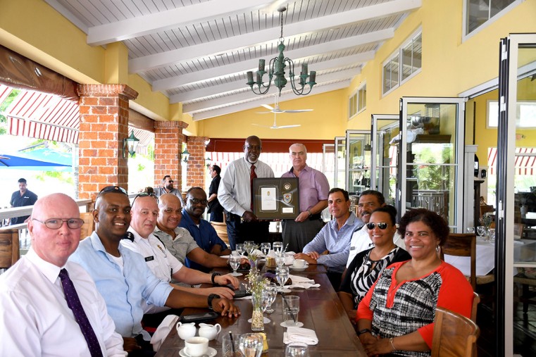Inspector Myles with members of the Royal Cayman Islands Police Service at his leaving lunch
