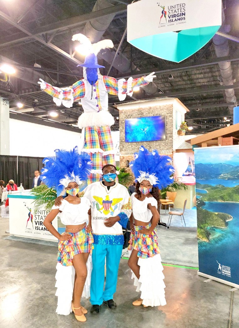 Cultural entertainers at the USVI booth at Seatrade Cruise Global