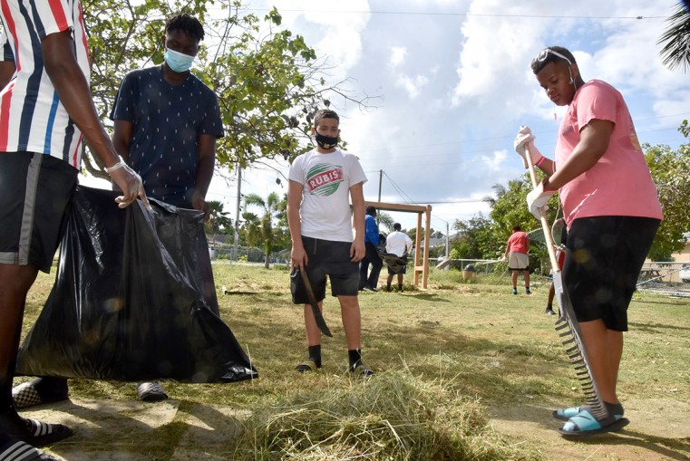 Boyz 2 Men hard at work making the park neat and tidy