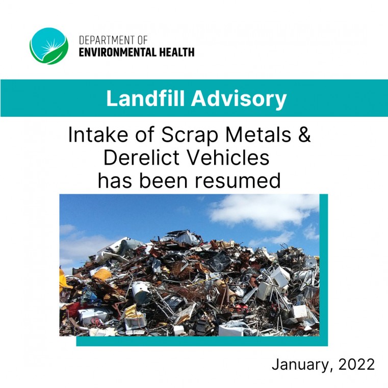 DEH Resumes Intake of Scrap Metals, Derelict Vehicles and Equipment