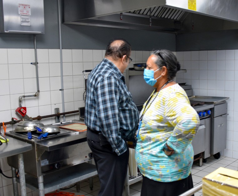 Hon. Juliana O’Connor-Connolly and UCCI Board Chairman Mr.Gilbert Mclean during a tour of the UCCI Canteen facility.