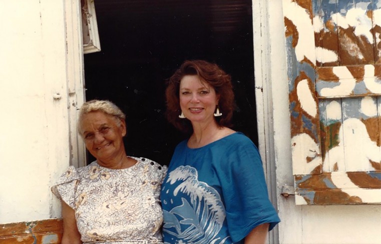 Miss Gladywn K. “Lassie” Bush outside her South Sound home with US artist and friend Mrs. Betty Wood in the 1980s.