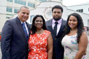 Deputy Governor Franz Manderson with his family at Her late majesty’s 92nd Birthday Parade