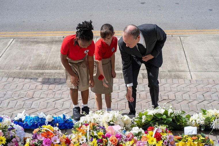 His Excellency and the Premier joined students for their tributes at Government Administration.