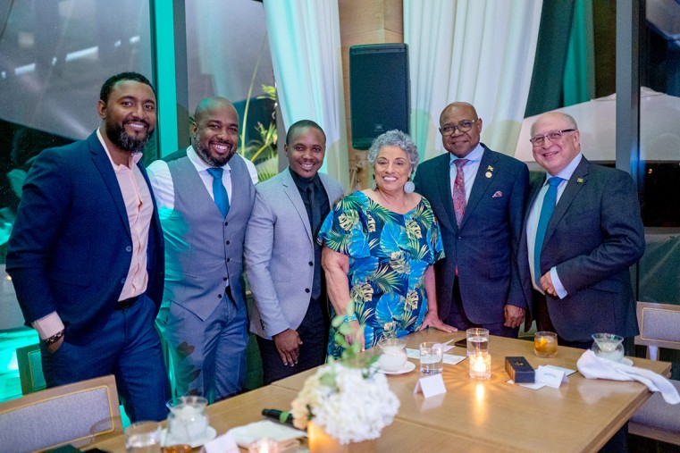 (L-R) Cedric Gidarsingh Beverage Division Manager, Jacques Scott, Mark Telfer Brand Manager Appleton Estate Jamaica Rum, Kamal Powell, Regional Marketing Manager Appleton Estate Jamaica Rum, Dr. Joy S