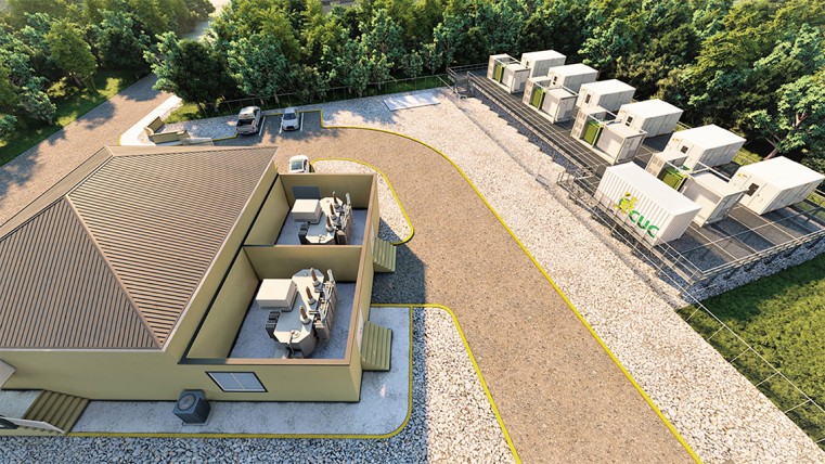 A rendering of the location of the proposed energy storage facility behind the Hydesville Substation in West Bay.