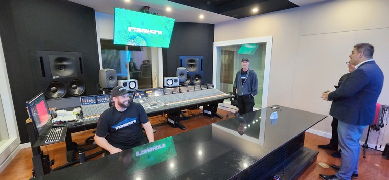 Inside the new Irsonshore studios and sound engineer desk.
