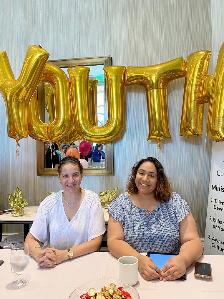 Dr Ruthlynn Pomares, National Youth Commission Chair, and Camille Angel, Prohgrammes Officer with the Youth Services Unit