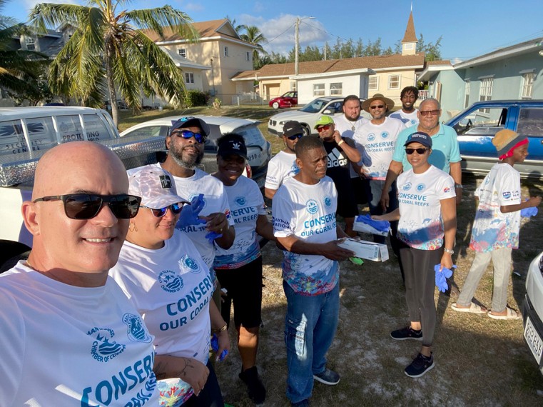 MP Isaac Rankine and East End BTF volunteers start their day with a selfie before heading out to John McClean Drive