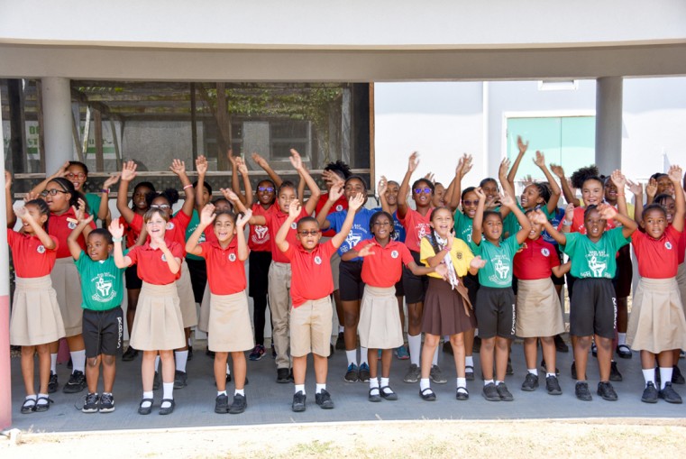 The Red Bay Primary School Choir performs during the official opening of the new Literacy Cafe and Reception area