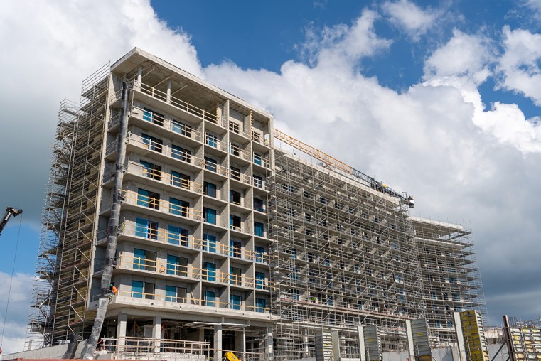 Construction site of Hotel Indigo – Dart has been working with local subcontractors on the 282-room Hotel Indigo Grand Cayman.