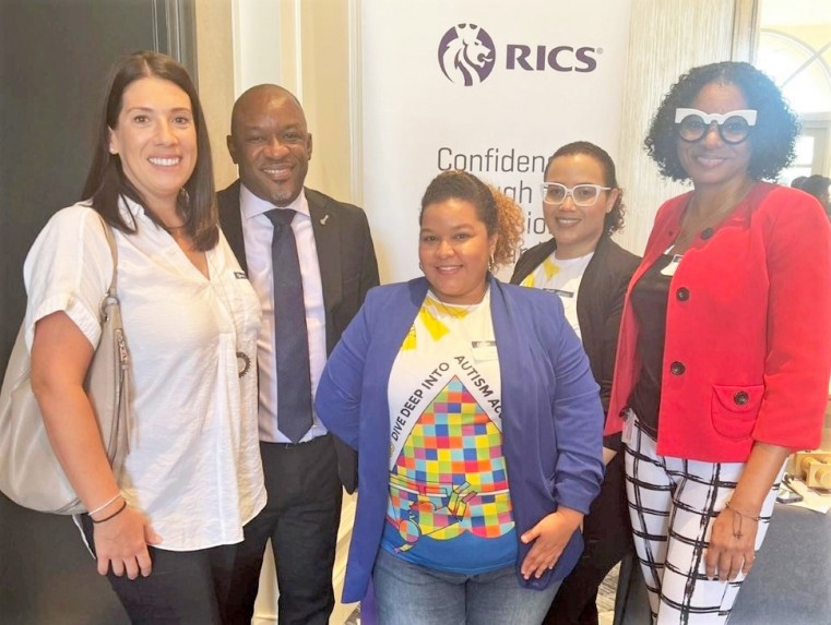 Regina Ebanks alongside Lands and Survey team members at leadership team attending the 2022 RICS Cayman Islands Property and Construction Conference. (L to R) Ruth Watson - Chief Valuation Officer, Uc