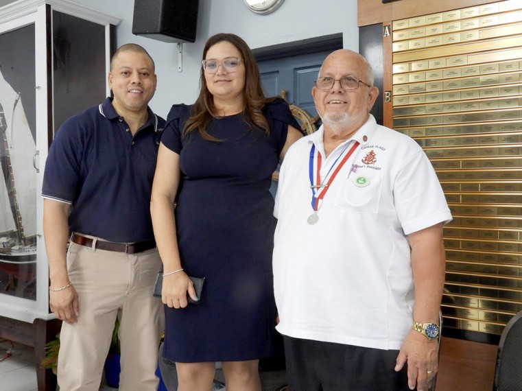 (left to right) Minister of Investment, Innovation and Social Development, Hon. Andre Ebanks, Speaker of the House Hon. Katherine Ebanks-Wilks and President of CISA Denniston Tibbets at Sea Sunday.