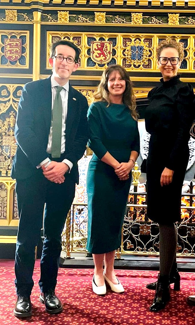 Dr Tasha Ebanks-Garcia, Cayman Islands Representative and new Chair of UKOTA (right) joined by Richard Hyslop, outgoing President of UKOTA and UK Representative to the Falklands Government and Hon. Te