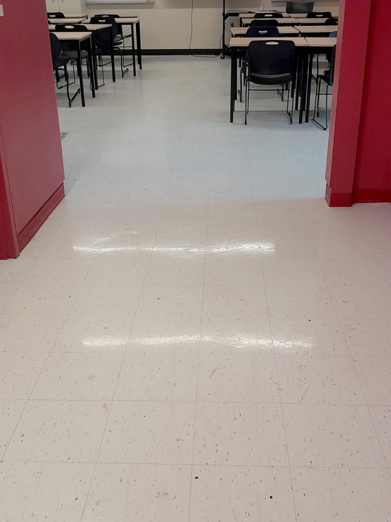 A newly tiled section of the Clifton Hunter High School.
