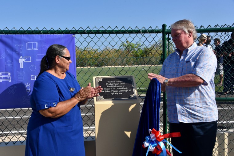 (l-r) Hon. Juliana O’Connor-Connolly, JP, MP Premier, Minister for Finance, Education, District Administration, Lands and Cabinet Office and Mr. Moses Kirkconnell, MP, OBE, Member of Parliament for Ca