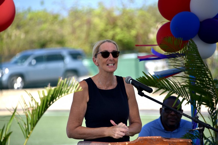 Principal of West End Primary School, Mrs. Susan Aaron-Abel delivers closing remarks.