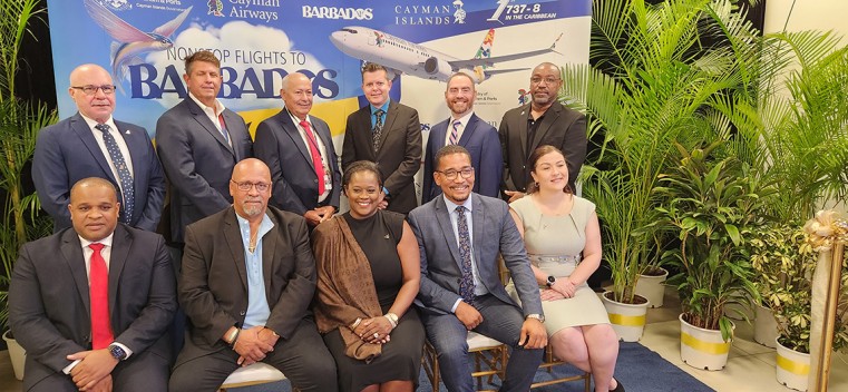 Dignitaries from both the public and private sectors at the inaugural Cayman Airways flight from Grand Cayman to Barbados on 18th , October, 2023.