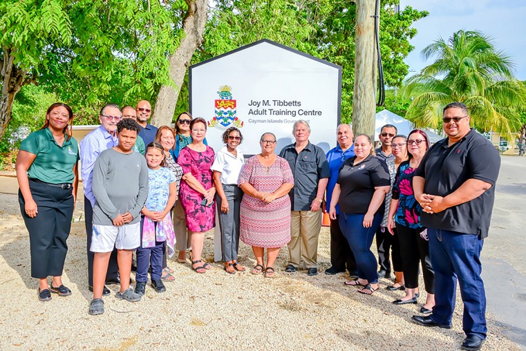Hon. Julianna O’Connor-Connolly is joined by Hon. Katherine Ebanks-Wilks, Hon. Johanny Ebanks, Hon. Isaac Rankine, ACO Wilbur Welcome, DC B.L. Mark Tibbetts, MP Moses Kirkconnell and family members of