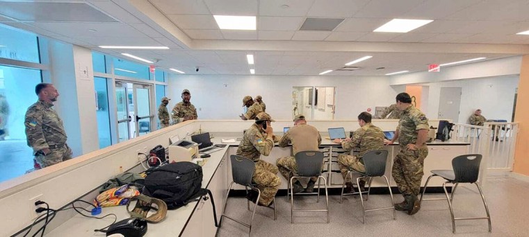 Regiment Officers preparing the Aston Rutty Civic Centre