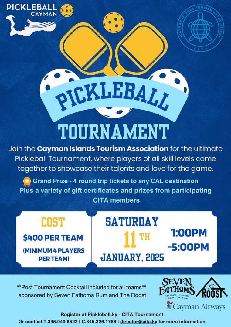 CITA Announces the Ultimate Cayman Islands Tourism Association Pickleball Tournament with Grand Prize: 4 Cayman Airways Tickets to Any Destination